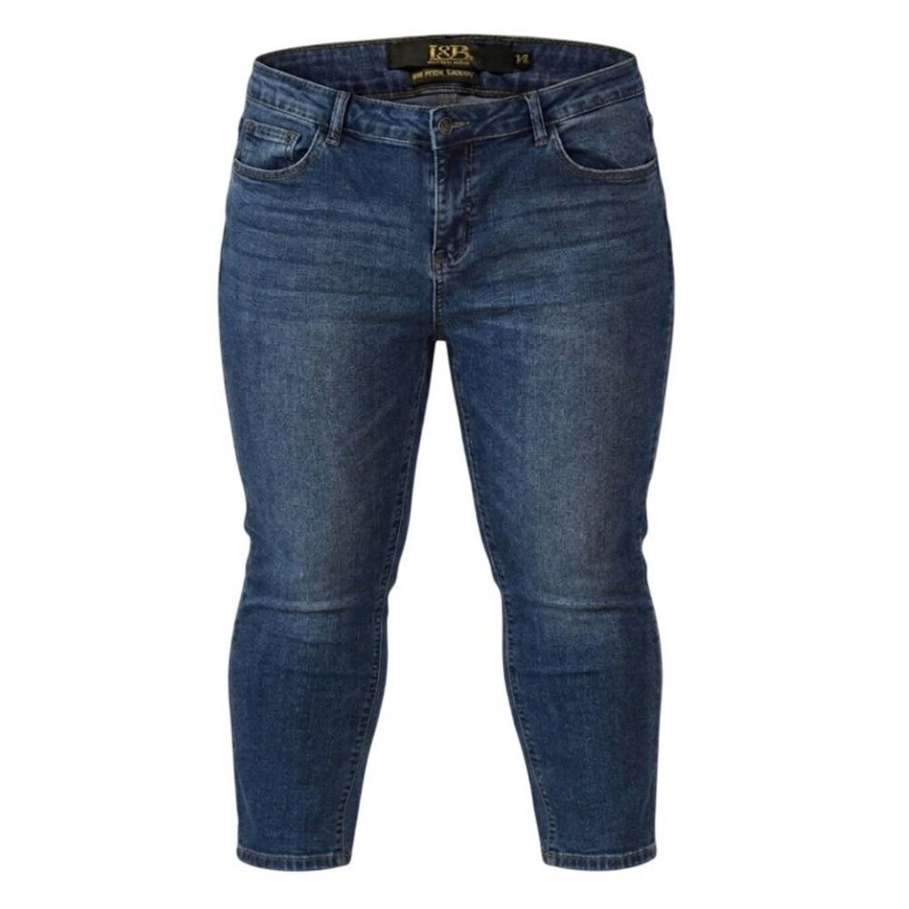 Lucky & Blessed Jeans Women's 14 Blue Mid Rise Skinny Dark Wash Denim Straight